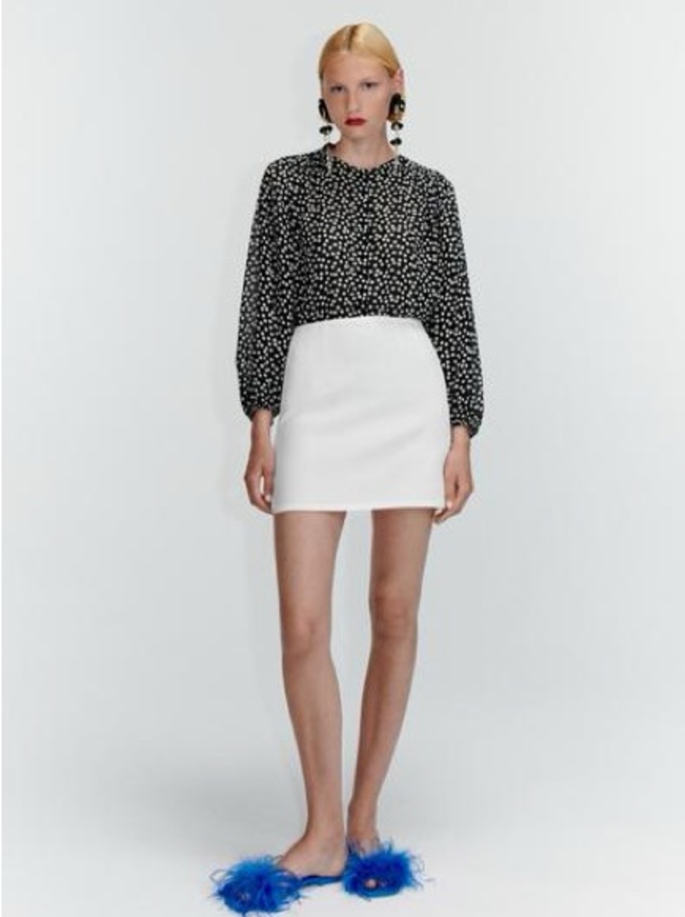 Zara Black and White Polka Dot Blouse
